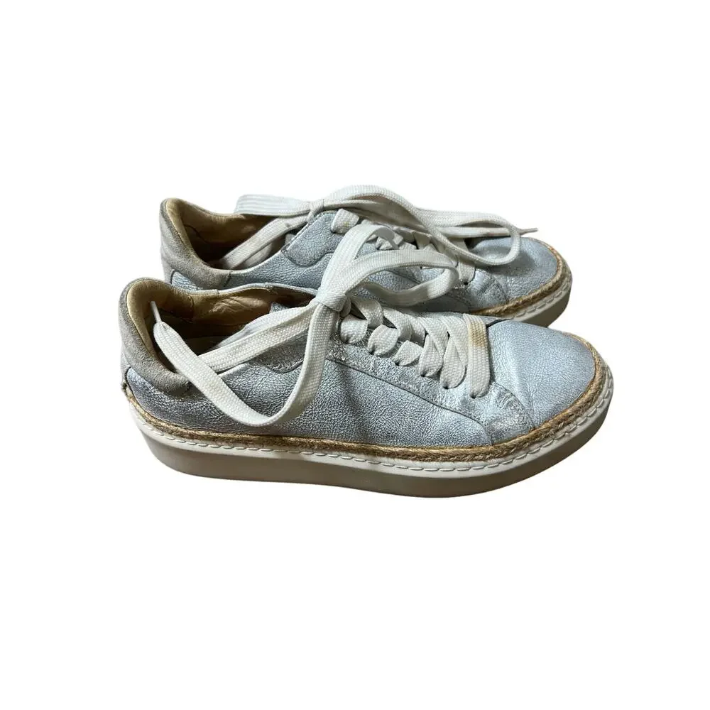 Janet Sport Silver Metallic Sneakers Sz 37